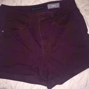 Burgundy silk high waisted jeans
